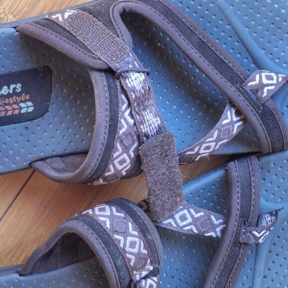 Skechers Reggae Trailway Chocolate Flip-Flop Slide Comfort Sandals Women 11 41 - Picture 4 of 16